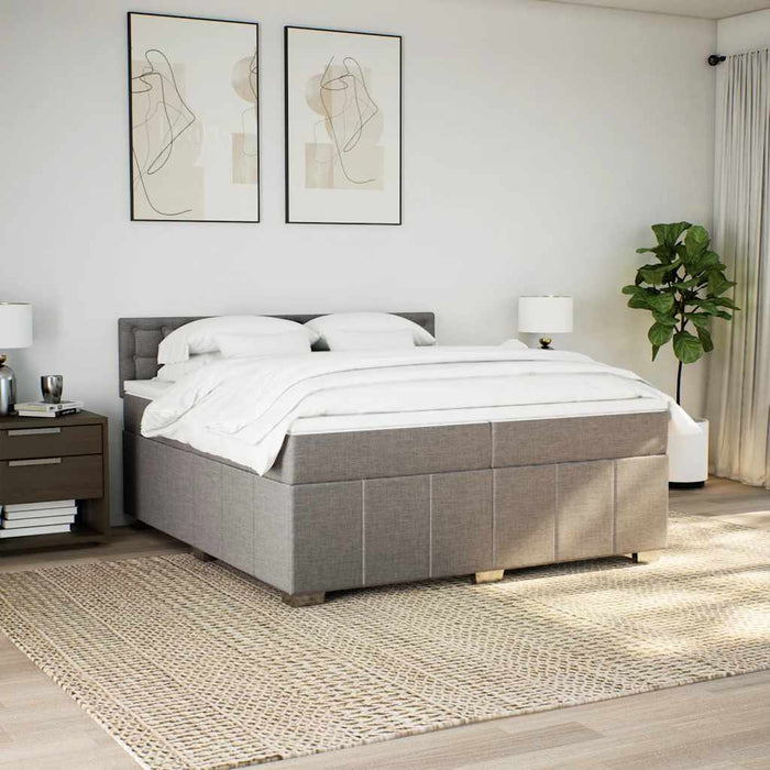 Pat box spring cu saltea, gri taupe, 200x200 cm, textil - WALTI WALTI