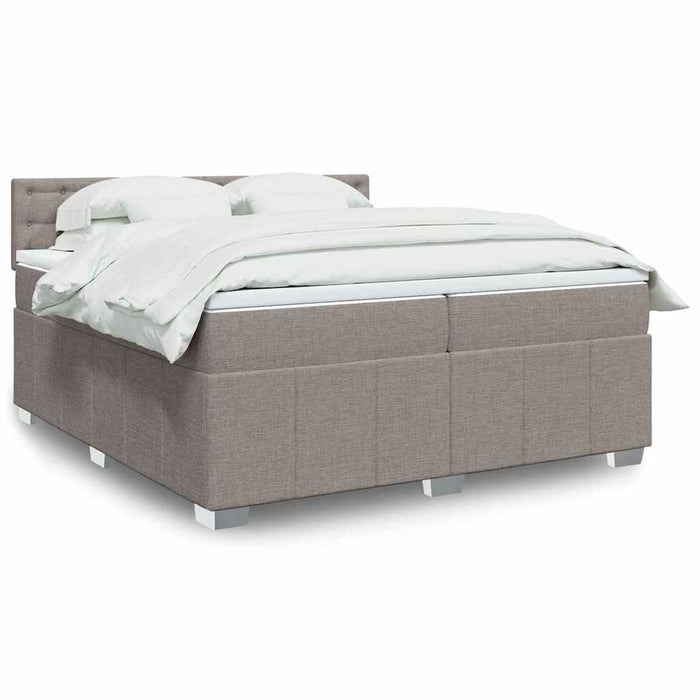 Pat box spring cu saltea, gri taupe, 200x200 cm, textil - WALTI WALTI