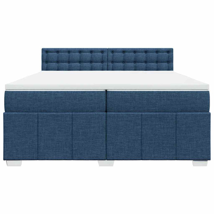Pat box spring cu saltea, albastru, 200x200 cm, textil - WALTI WALTI