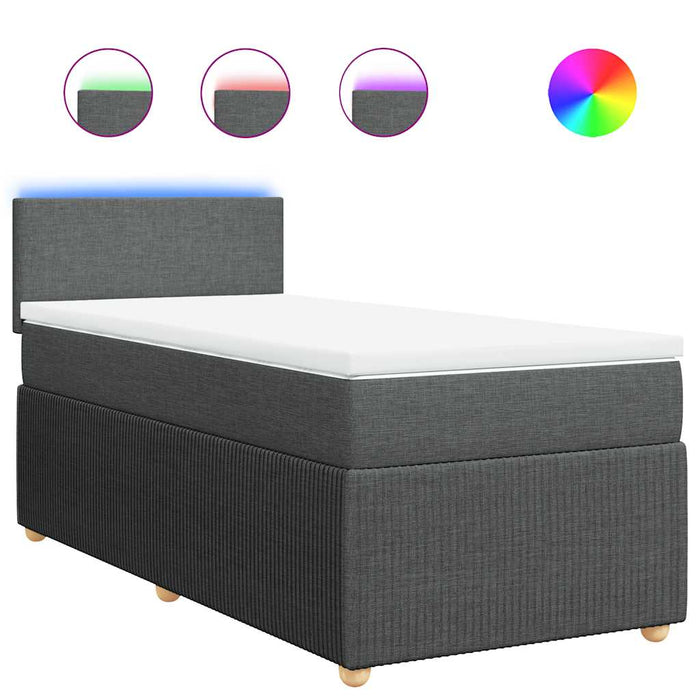 Pat box spring cu saltea, gri închis, 80x200 cm, textil WALTI