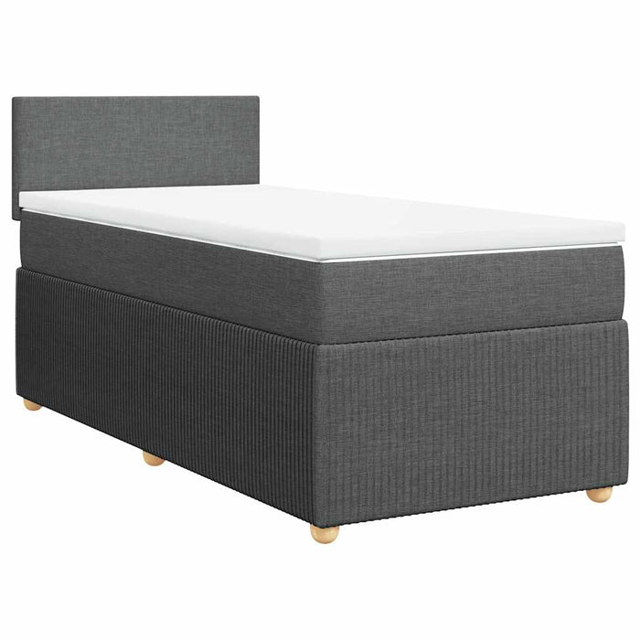 Pat box spring cu saltea, gri închis, 80x200 cm, textil WALTI