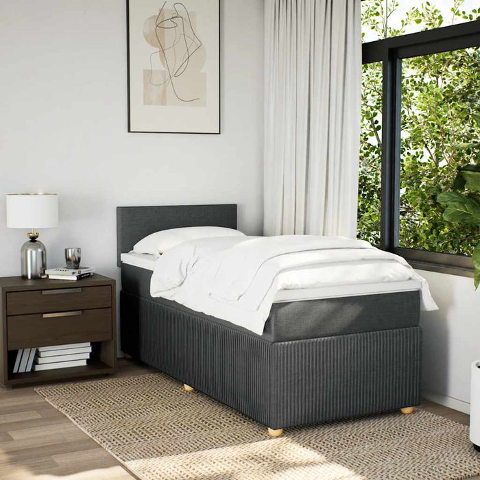 Pat box spring cu saltea, gri închis, 80x200 cm, textil WALTI