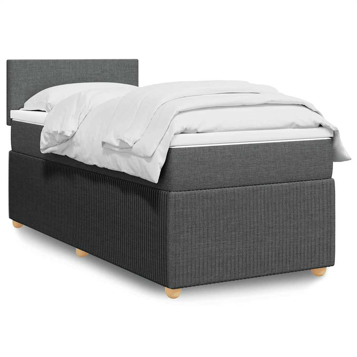 Pat box spring cu saltea, gri închis, 80x200 cm, textil WALTI
