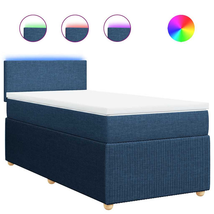 Pat box spring cu saltea, albastru, 80x200 cm, textil - WALTI WALTI