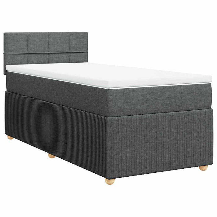Pat box spring cu saltea, gri închis, 80x200 cm, textil WALTI
