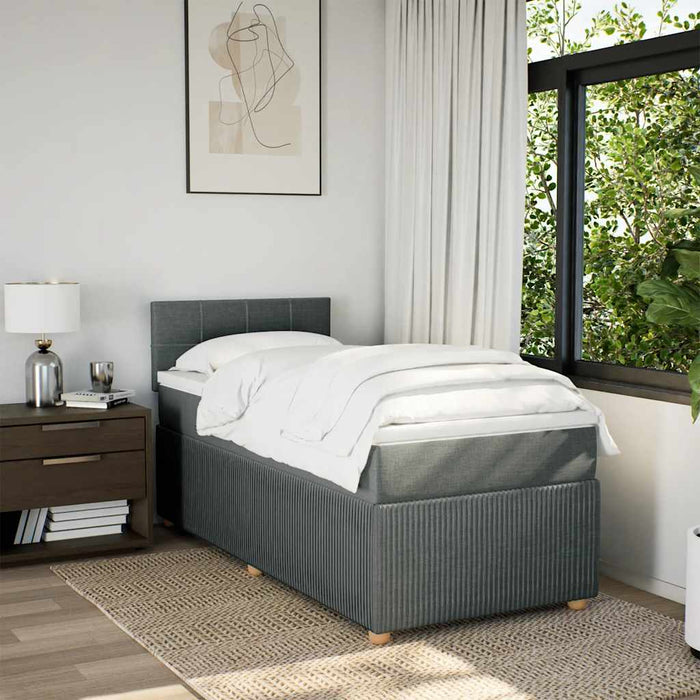 Pat box spring cu saltea, gri închis, 80x200 cm, textil WALTI