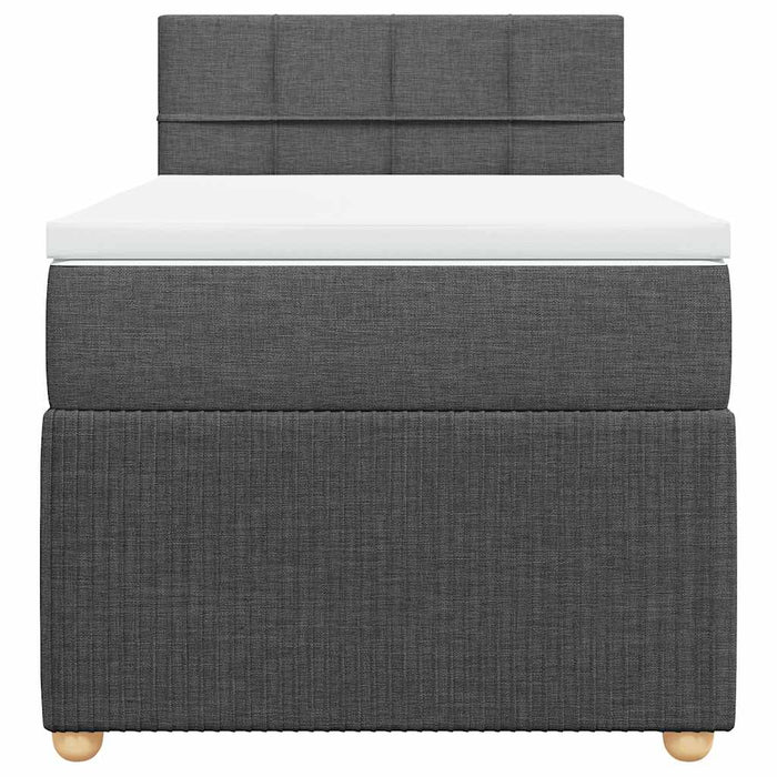 Pat box spring cu saltea, gri închis, 80x200 cm, textil WALTI