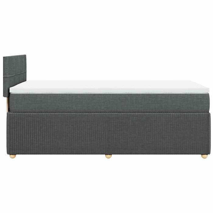 Pat box spring cu saltea, gri închis, 80x200 cm, textil WALTI