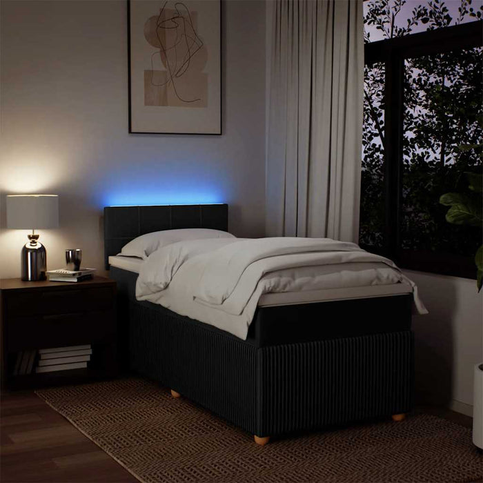 Pat box spring cu saltea, negru, 80x200 cm, textil - WALTI WALTI