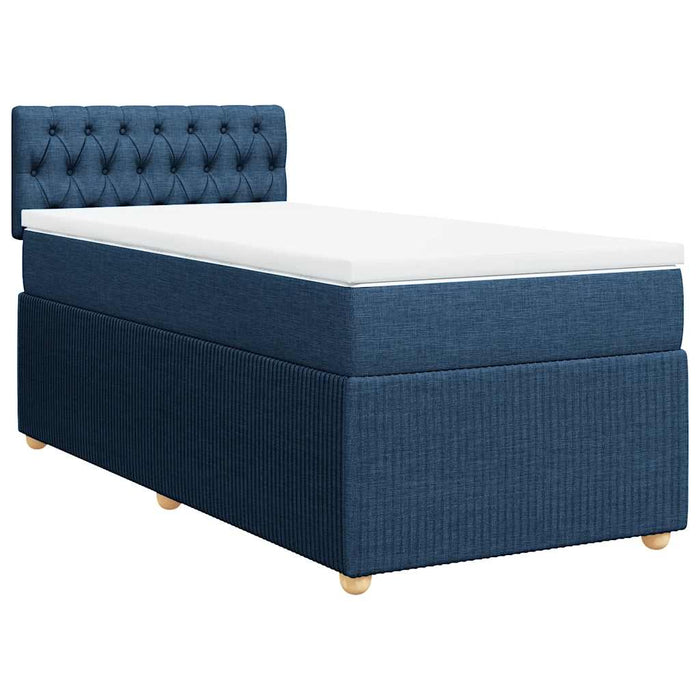Pat box spring cu saltea, albastru, 80x200 cm, textil - WALTI WALTI
