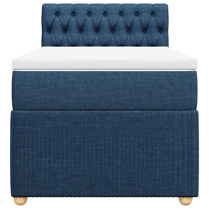 Pat box spring cu saltea, albastru, 80x200 cm, textil - WALTI WALTI