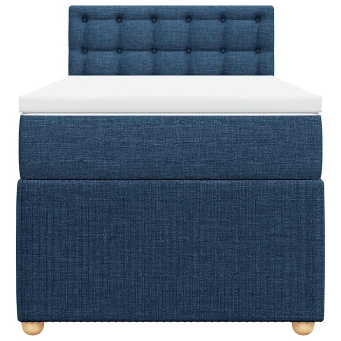 Pat box spring cu saltea, albastru, 80x200 cm, textil - WALTI WALTI