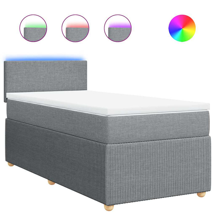 Pat box spring cu saltea, gri deschis, 90x190 cm, textil - WALTI WALTI