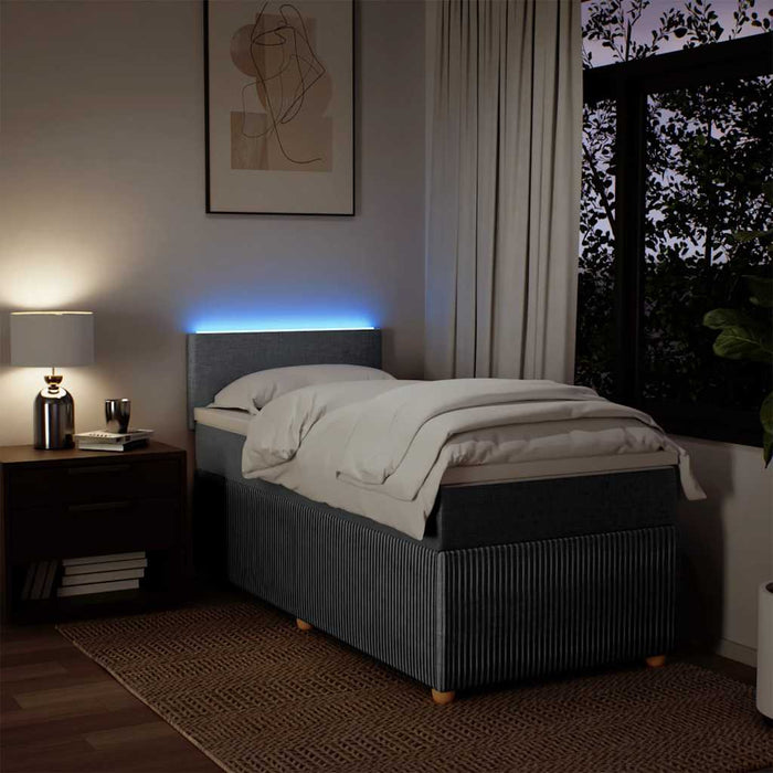 Pat box spring cu saltea, gri deschis, 90x190 cm, textil - WALTI WALTI