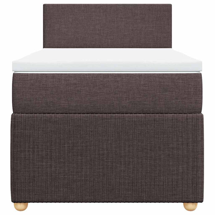 Pat box spring cu saltea, maro închis, 90x190 cm, textil WALTI