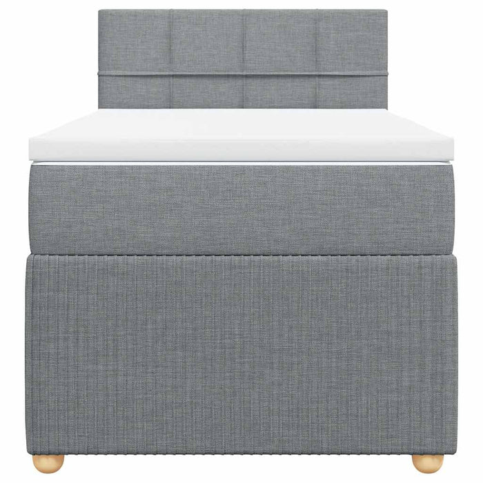 Pat box spring cu saltea, gri deschis, 90x190 cm, textil - WALTI WALTI