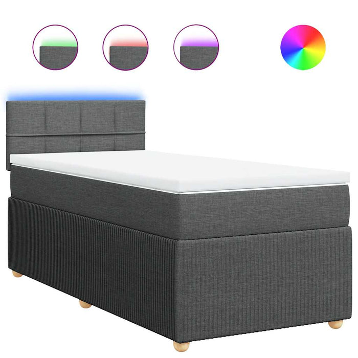 Pat box spring cu saltea, gri închis, 90x190 cm, textil - WALTI WALTI