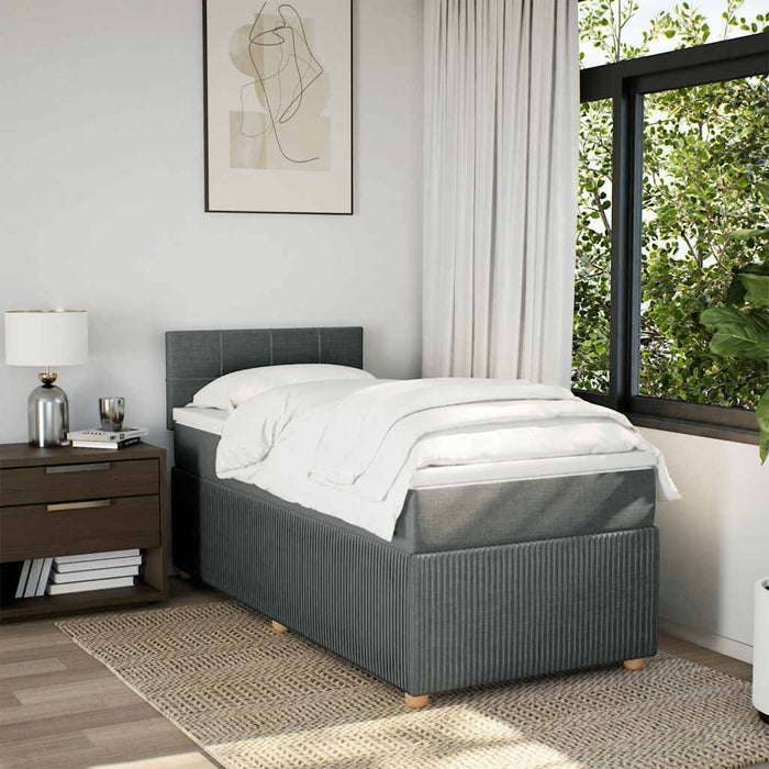 Pat box spring cu saltea, gri închis, 90x190 cm, textil - WALTI WALTI