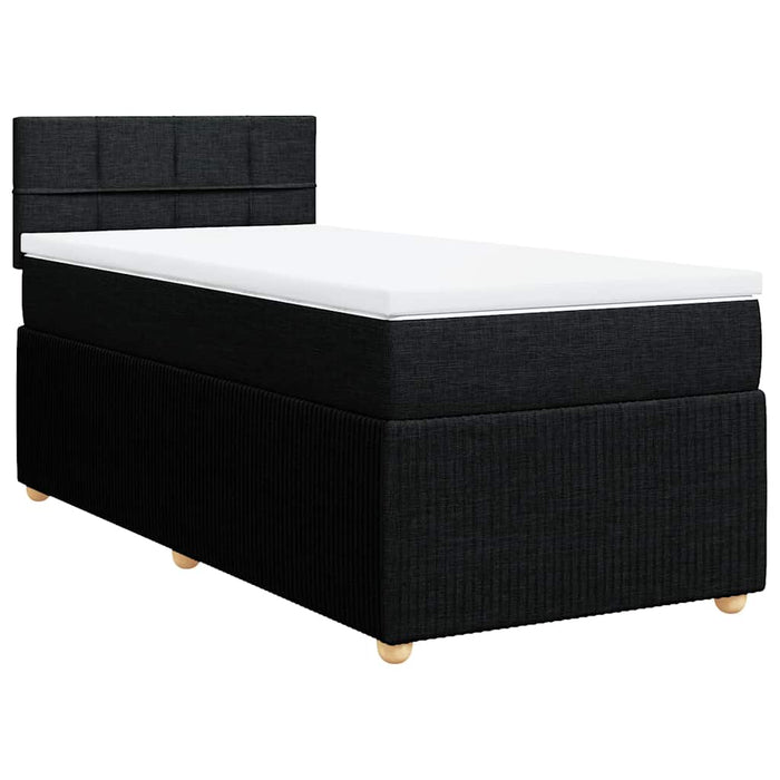 Pat box spring cu saltea, negru, 90x190 cm, textil - WALTI WALTI