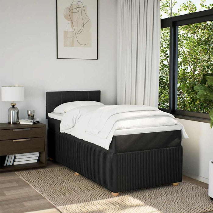 Pat box spring cu saltea, negru, 90x190 cm, textil - WALTI WALTI