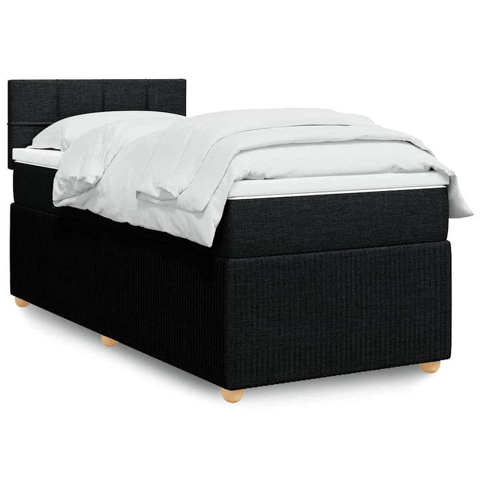 Pat box spring cu saltea, negru, 90x190 cm, textil - WALTI WALTI