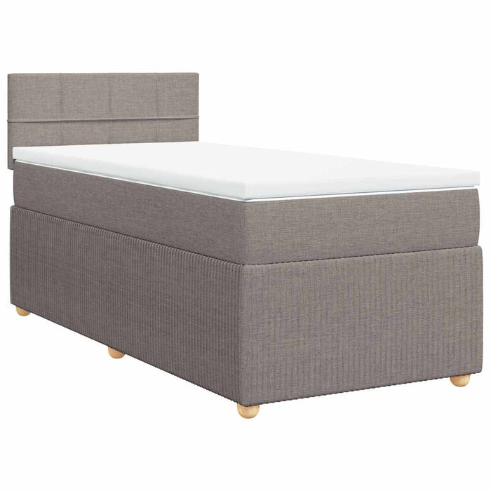 Pat box spring cu saltea, gri taupe, 90x190 cm, textil - WALTI WALTI