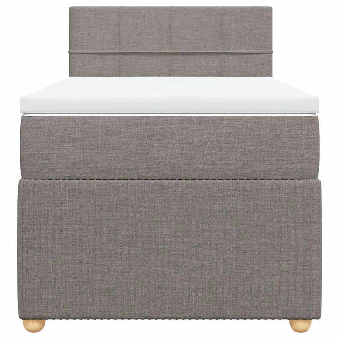 Pat box spring cu saltea, gri taupe, 90x190 cm, textil - WALTI WALTI