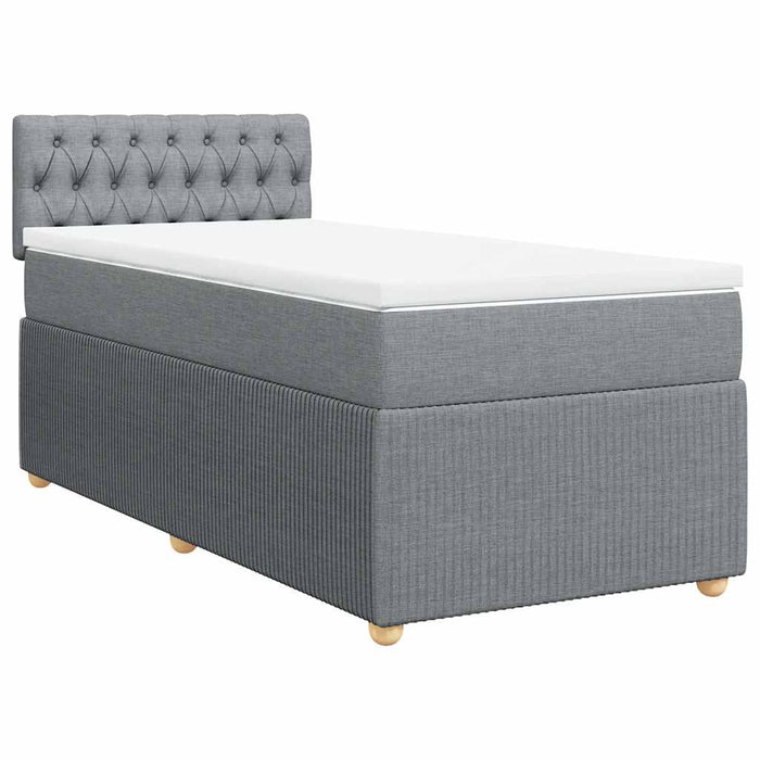 Pat box spring cu saltea, gri deschis, 90x190 cm, textil - WALTI WALTI