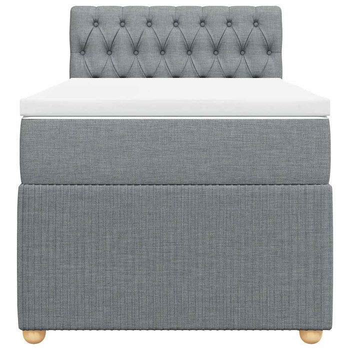 Pat box spring cu saltea, gri deschis, 90x190 cm, textil - WALTI WALTI
