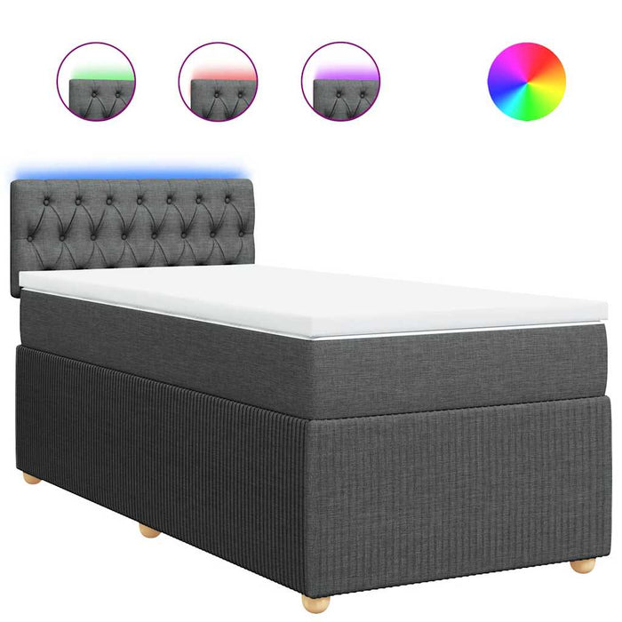 Pat box spring cu saltea, gri închis, 90x190 cm, textil - WALTI WALTI