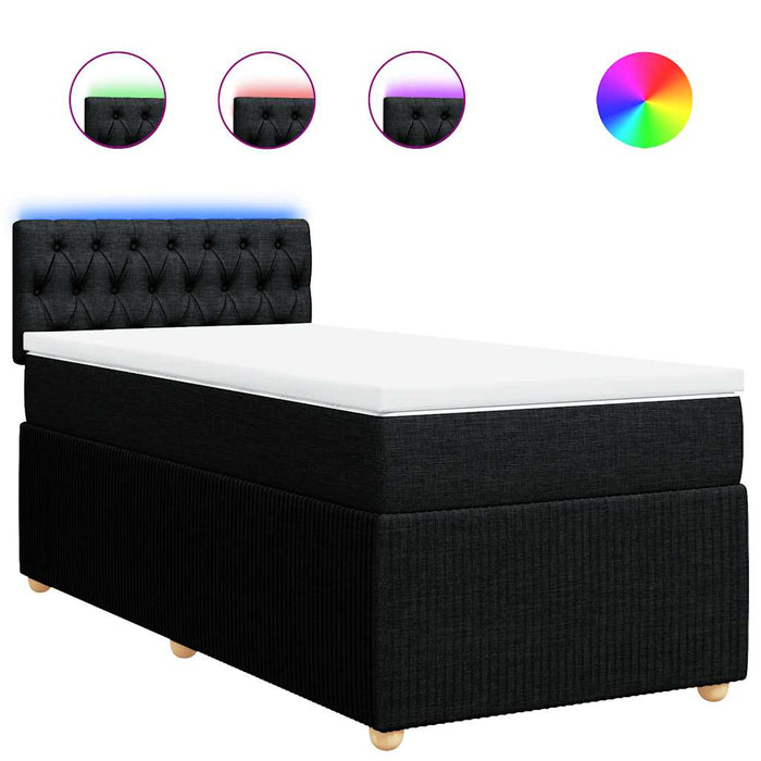 Pat box spring cu saltea, negru, 90x190 cm, textil - WALTI WALTI
