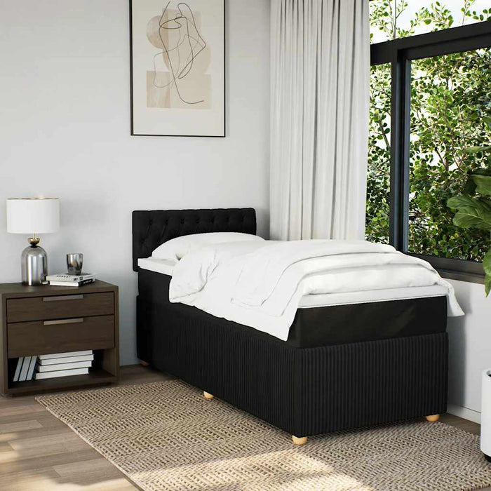 Pat box spring cu saltea, negru, 90x190 cm, textil - WALTI WALTI