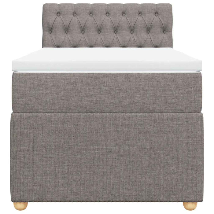 Pat box spring cu saltea, gri taupe, 90x190 cm, textil WALTI