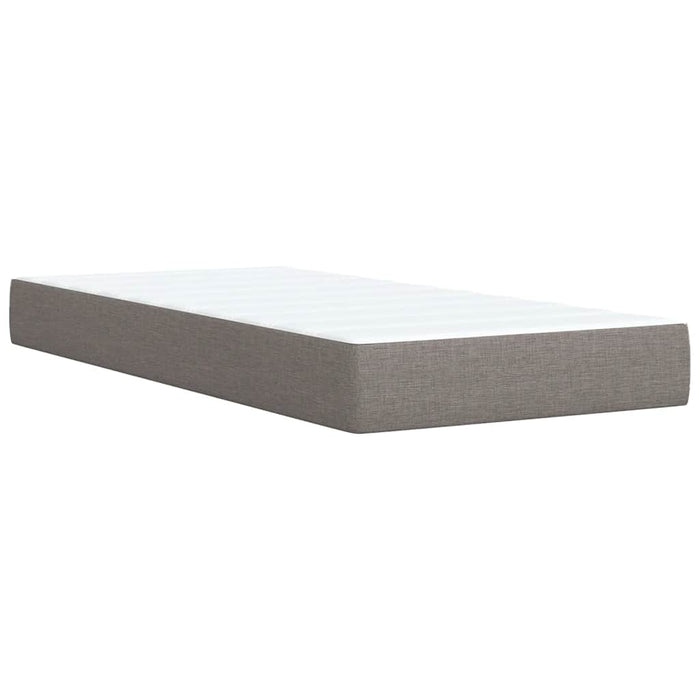 Pat box spring cu saltea, gri taupe, 90x190 cm, textil WALTI