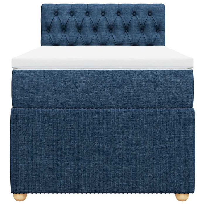 Pat box spring cu saltea, albastru, 90x190 cm, textil - WALTI WALTI