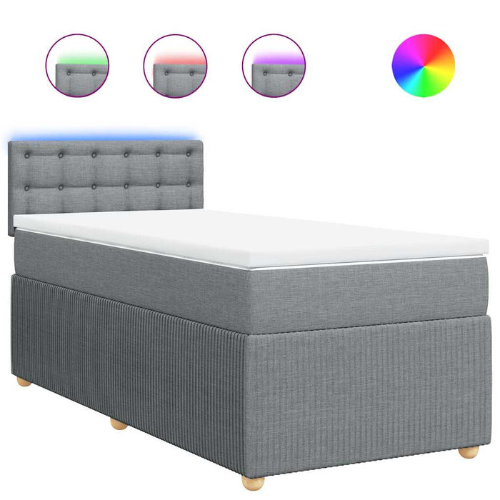 Pat box spring cu saltea, gri deschis, 90x190 cm, textil - WALTI WALTI