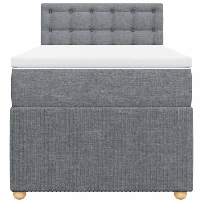 Pat box spring cu saltea, gri deschis, 90x190 cm, textil - WALTI WALTI