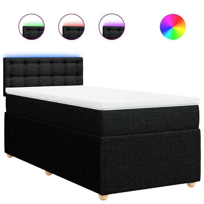 Pat box spring cu saltea, negru, 90x190 cm, textil - WALTI WALTI