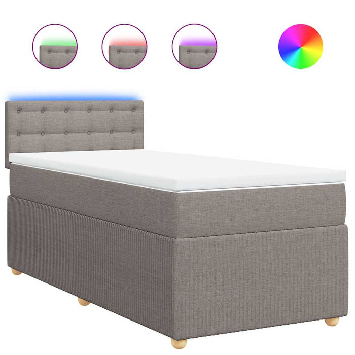 Pat box spring cu saltea, gri taupe, 90x190 cm, textil - WALTI WALTI