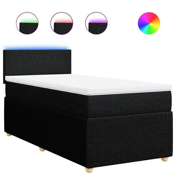 Pat box spring cu saltea, negru, 90x200 cm, textil - WALTI WALTI