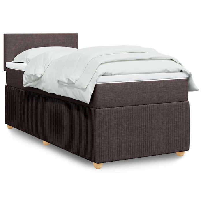 Pat box spring cu saltea, maro închis, 90x200 cm, textil - WALTI WALTI