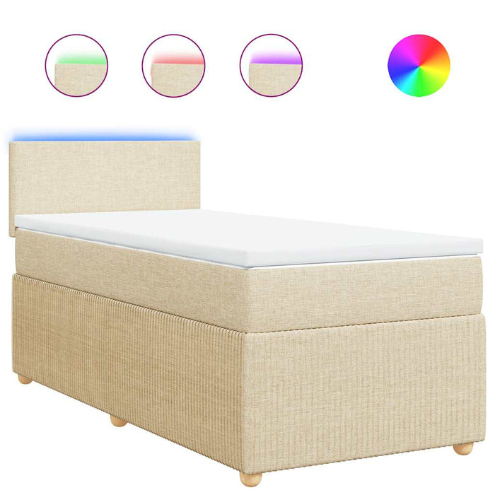 Pat box spring cu saltea, crem, 90x200 cm, textil - WALTI WALTI