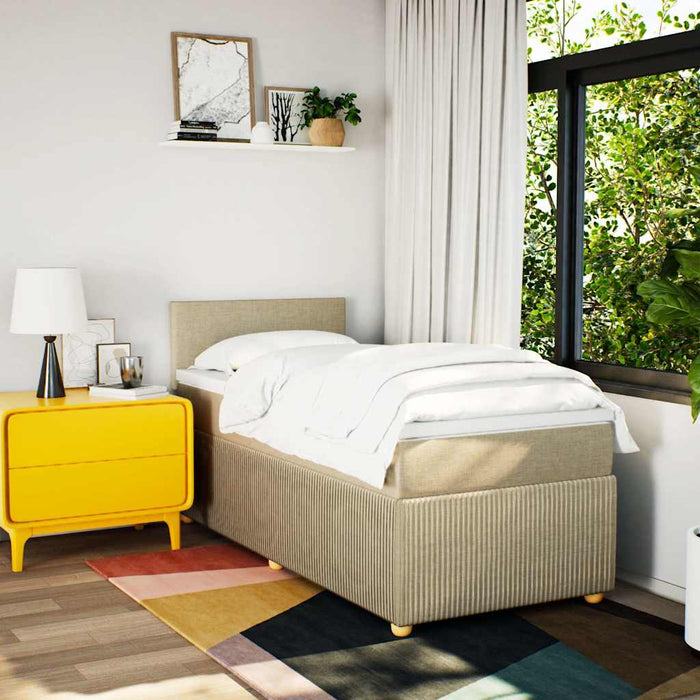 Pat box spring cu saltea, crem, 90x200 cm, textil - WALTI WALTI