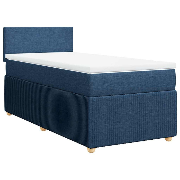 Pat box spring cu saltea, albastru, 90x200 cm, textil - WALTI WALTI