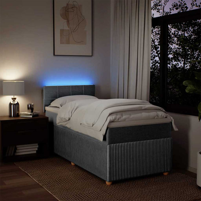 Pat box spring cu saltea, gri deschis, 90x200 cm, textil - WALTI WALTI