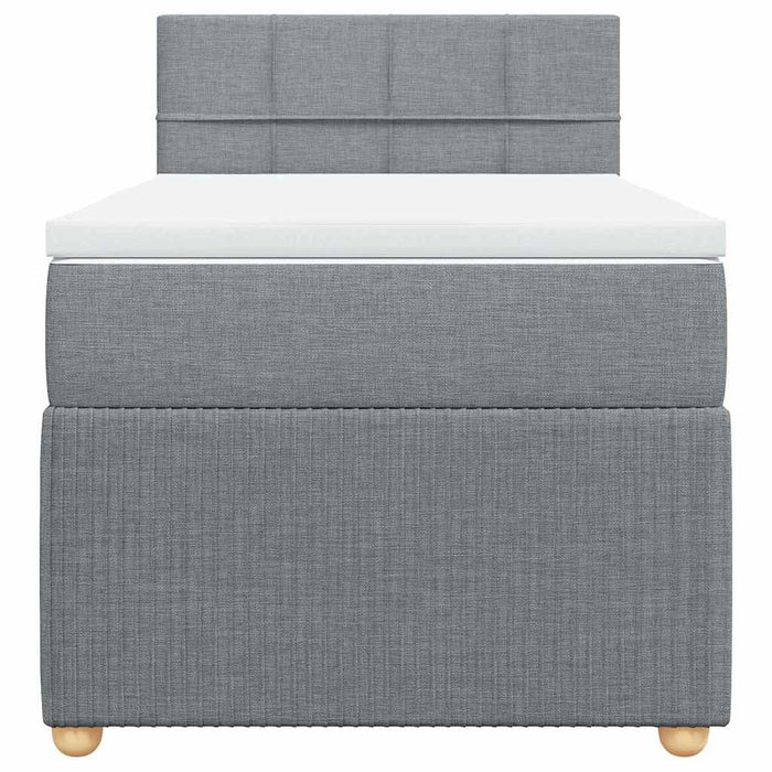 Pat box spring cu saltea, gri deschis, 90x200 cm, textil - WALTI WALTI
