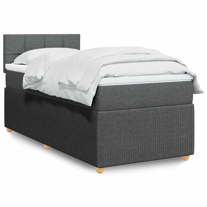 Pat box spring cu saltea, gri închis, 90x200 cm, textil - WALTI WALTI