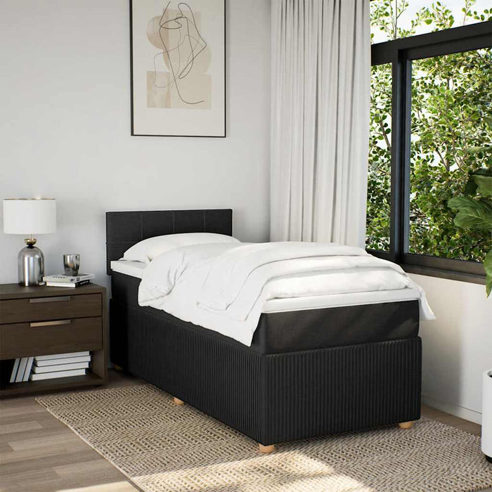 Pat box spring cu saltea, negru, 90x200 cm, textil - WALTI WALTI