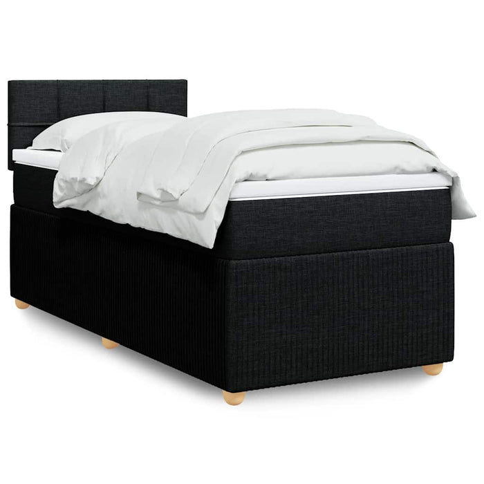 Pat box spring cu saltea, negru, 90x200 cm, textil - WALTI WALTI