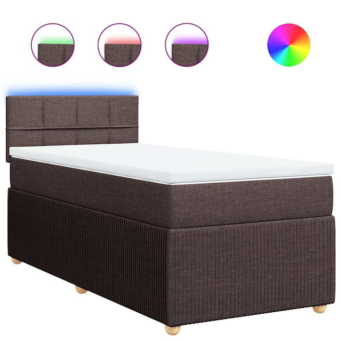 Pat box spring cu saltea, maro închis, 90x200 cm, textil - WALTI WALTI